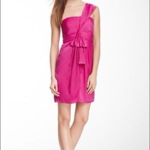 BCBG pink satin one shoulder dress size 10